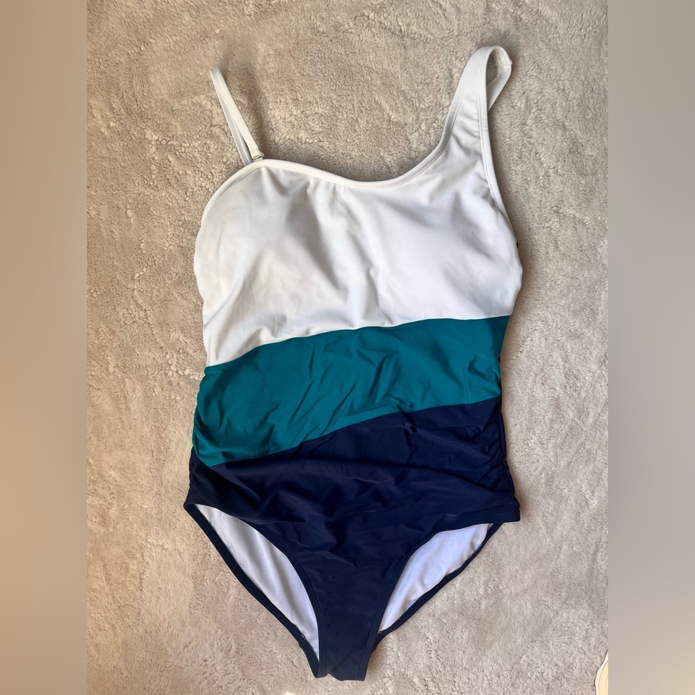 Kona Sol One Piece Swimsuit Colorblock One Shoulder Women Size Large